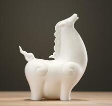 6.6 Inch Chinese White Ceramic Cute Chubby Horse Statue picture