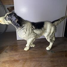 Antique Vintage  Cast Iron Pointer Dog Black White Doorstop Statue picture
