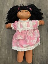 VTG 1984 16” Taro Patch Hawaii Polynesian Girl Doll Yarn Hair Pink Dress Floral picture
