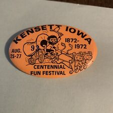Vtg Kensett Iowa Centennial 1972 Button Pin picture
