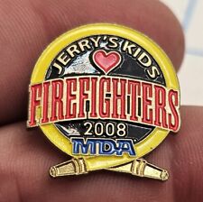 VTG Lapel Pinback Hat Pin Gold Tone Firefighters Jerry's Kids MDA 2008 Enameled  picture