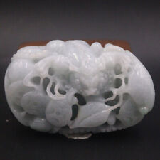 Natural A Grade Jadeite Jade Ornaments Bat Coin Boutique Display Play Piece picture