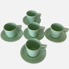 Melamine Dallas Ware Lot 5 Tea Cups Saucers Mint Green Coffee 1960s USA MCM picture