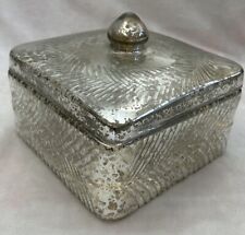 Antique.  large Mercury Glass Lidded box. 7”X 4” picture