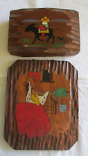 UNIQUE~ Vintage Pintado a Mano~Mexican Hand Painted~Covered Box & Wall Plaque #1 picture