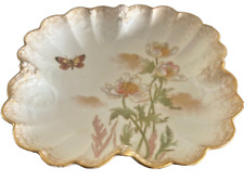 19th C  A. LANTERNIER LIMOGES Hand Painted Square Plate  Butterfly /Floral picture