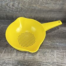 Vintage Tupperware #1200-2 Small Yellow 1 Quart Strainer Colander with Handle picture