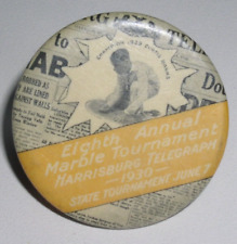 1930 Harrisburg Telegraph 8th State Marble Tournament Champion Celluloid Pinback picture