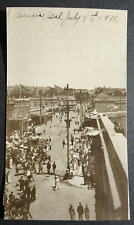 July 4th 1911, Benecia CA real photo postcard flags and crowds on street picture
