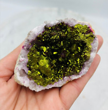 Dyed Crystal Quartz Geode, Sparkly Green Rock Cluster Geode, Pick your Size picture
