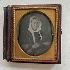 Antique Daguerreotype Photograph Full Case Lovely Mature Woman Bonnet picture
