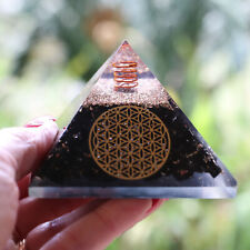 Entirely Zen Karelia Shungite Orgone Pyramid Flower of Life 3in XL 75mm EMF & 5G picture