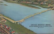 Postcard Lincoln Highway Bridge Mississippi River Clinton Iowa IA  picture