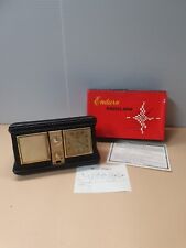 Vintage Endura Radiolarm Travel Clock Leather Case Radio Alarm/ Untested  picture