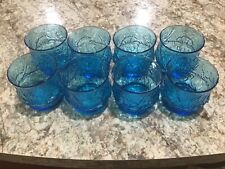 set of 8 vintage blue whiskey glasses picture