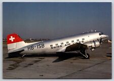 Airplane Postcard SwissAir Airways Airlines Douglas DC-3 Original Colors GG21 picture