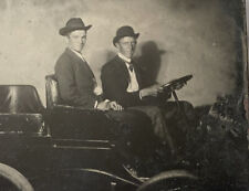 Excellent Tintype Photo - Two Handsome Men In A Convertible Automobile  picture