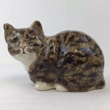 Winstanley Pottery Cat Tabby Brown Size 5 Large Crouching Cathedral Yellow Eyes picture
