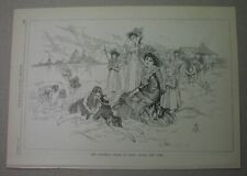 1885 view - Childrens Beach at CONEY ISLAND New York; Harpers Young People print picture