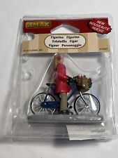 Lemax Blonde Woman With Biclcye And Basket Christmas Village Figurine #22027 picture