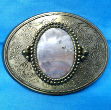 Classic Western Belt Buckle Pink & Gray Agate Stone Mount Vtg 80s 90s    .CVB133 picture