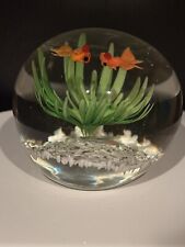 Vintage Art Glass Goldfish Swimming Aquarium Paperweight picture