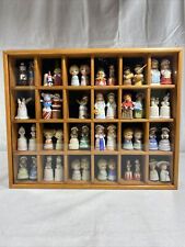 Vintage Mixed Lot of 46 Sewing Thimbles With Wood Case picture