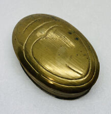 Vintage 1970s Egyptian Scarab Beetle Trinket Box Brass Played 5” Art Decor C3 picture
