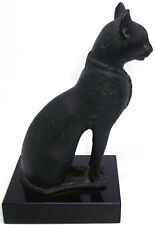 EGYPTIAN CAT MOULAGE MUSEE DU LOUVRE REPR. INTERDITE WITH STONE BASE picture