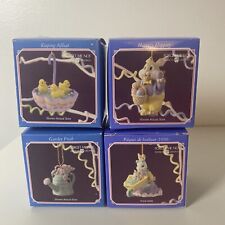 Lot Of 4 American Greetings Forget Me Not Easter Ornaments Ducks Rabbits  picture