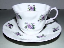Queen's Rosina Fine Bone China England Tea Cup & Saucer Purple Violets Flowers picture