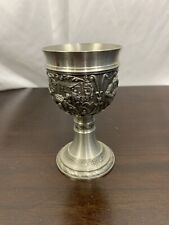 SKS Zinn Pewter Goblet Wine Glass Etched Germany Decor Collectibles picture