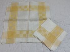 Two Vintage Cocktail Napkins, Linen, Yellow & White, Flower Design picture