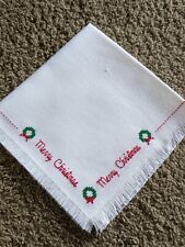 Merry Christmas Wreath Crossstitch Napkin/Bread Towel Handmade Unbranded picture