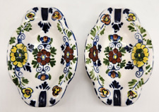 Set of 2 Handpainted Floral Ceramic Ashtrays Made in Portugal 4