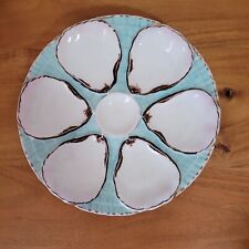 Antique Carl Tielsch German Porcelain Light Blue Oyster Plate picture