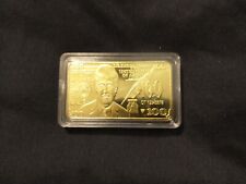 Donald Trump $100 gold bar; 24k gold electroplated bullion. Collectors coin. picture