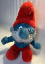 Papa Smurf 1980 Stuffed Toy PEYO 11 Inches Tall Blue Stuffie Red Hat And Pants picture
