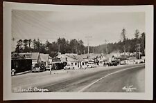 RPPC Nelscott Oregon Streetscape Old Cars Seaside Village Vintage Postcard picture