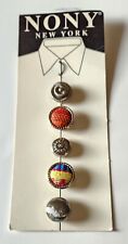 Vintage NONY New York Button Covers Set-5 Multi Colored With Silver picture