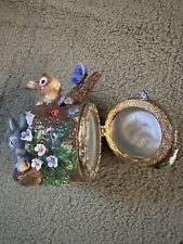 Porcelain Easter Hinged Keepsake Trinket Box,NIB, Bunny & Butterfly,Costco 6”x5” picture