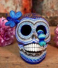 Sugar Skull Butterfly Caterpillar Day of the Dead Handmade Mexico Folk Medium Sz picture