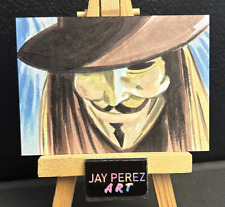 Guy Fawkes Sketch Card 1/1 Original on card signed Artist ACEO V For Vendetta picture