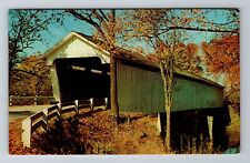 Darlington IN-Indiana, Covered Bridge over Sugar Creek, Vintage Postcard picture