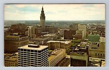Cleveland OH-Ohio, Cleveland Skyline, Antique Vintage Souvenir Postcard picture