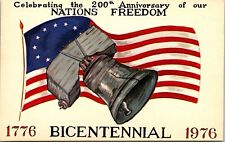 1776 1976 United States Bicentennial Celebration Flag Bell Chrome Postcard picture
