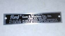 Ford Gumball Vending Machine Name Plate picture