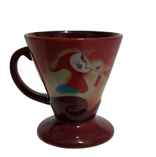 Vintage 1999 Linda Frichtel Signed Espresso Coffee Cup Handle Harlequin Red picture