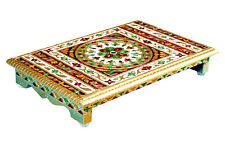 Indian Traditional Wooden Handmade Beautiful Flower Design Chowki For Pooja picture