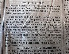 1840 Slavery Abolition William Henry Harrison Campaign Letter Newspaper picture
